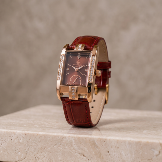 Montclair Burgundy Red Crystal Quartz Watch